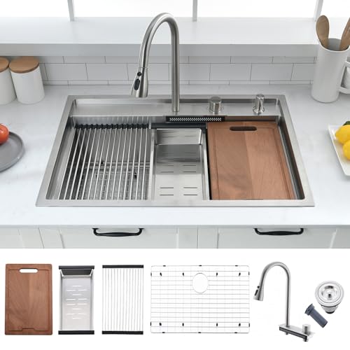 30 inch Drop in Kitchen Sink with Faucet Combo