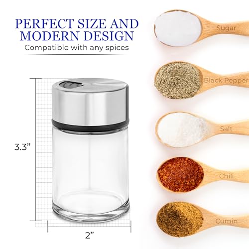 Salt and Pepper Shakers Set with Adjustable Pour Holes