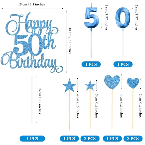 50th Birthday Cake Decorations (9 Count)