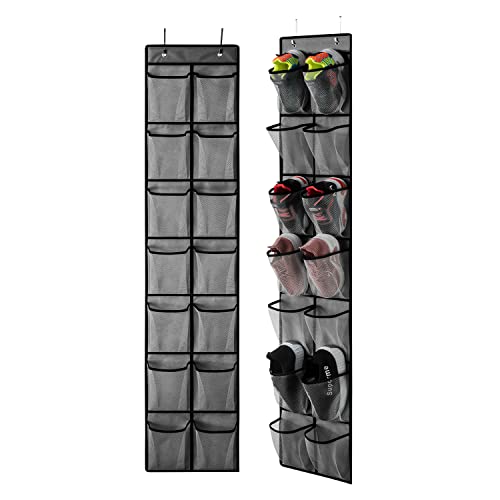 2 Pack Grey14 Pockets Over the Door Shoe Organizer (2 Count)