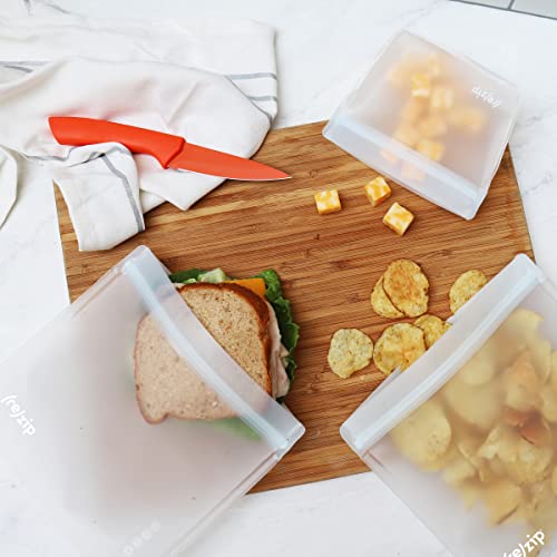 re) zip Reusable Sandwich Bags, Leakproof, 28 oz, 10-Pack, Clear