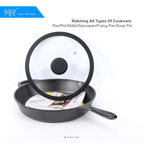 HR Huare Vented Tempered Glass Cookware Lid Black 1 Pack
