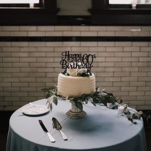 1 PCS Happy 60th Birthday Cake Topper Glitter Cheers to 60 Years Birthday Cake Pick 60 Fabulous Cake Decoration for Happy 60th Birthday Anniversary Party Decorations Supplies Black