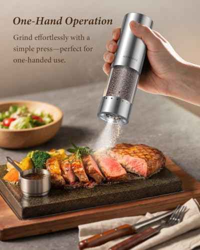 Electric Salt and Pepper Grinder Set with Charging Base & LED Light (2 Count)