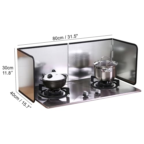 4 Sided Grease Splatter Guard Foldable Splatter Guard for Stove Stainless Steel Oil Splatter Screens Backsplash for Wall Gas Range Frying Pan Camping