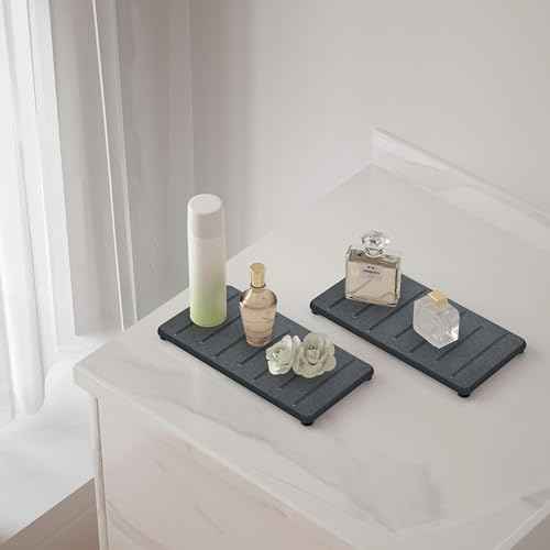 2PCS Water Absorbing Stone Tray for Cosmetics & Hand Soap & Houseplants (2 Count)