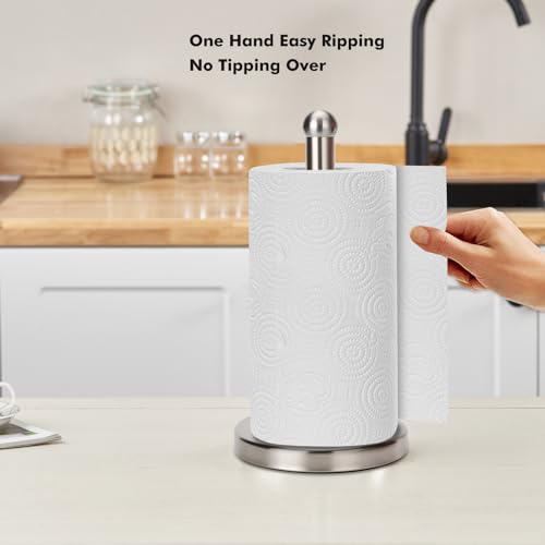 Paper Towel Holder Stand with Sturdy Base Fits Standard and Jumbo Sized Paper Towel