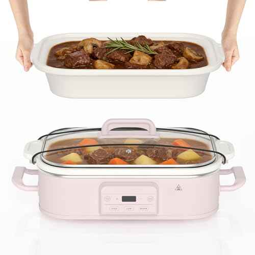 4 Quart Casserole Programmable Slow Cooker with Ceramic Baking Dish