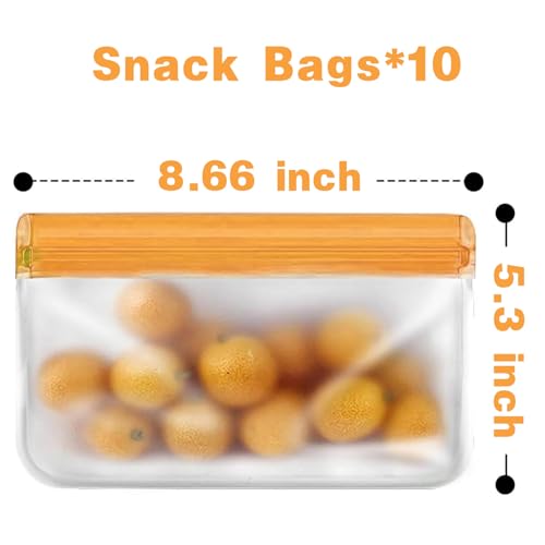 Reusable Snack Bags Dishwasher Safe (10 Count)