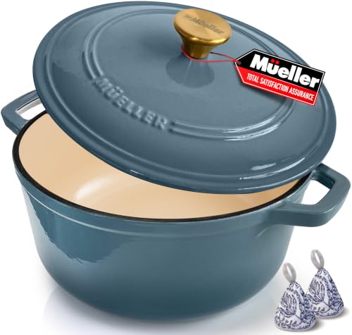 MUELLER HOME 6 Quart Enameled Cast Iron Pot Dutch Oven