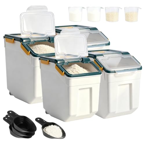 50 lb Large Food Grade Container for Rice Flour Sugar (4 Count)