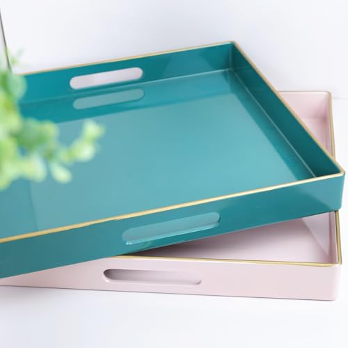 Pink Decorative Serving Tray with Handles