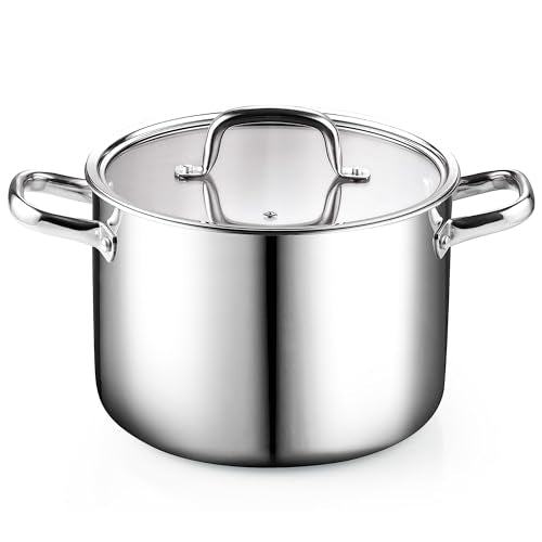 8 Quart Tri Ply Clad Stainless Steel Stockpot with Lid