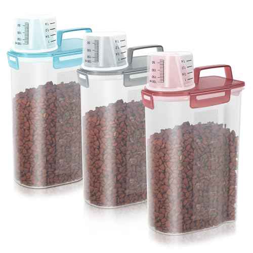 3 5Lbs Airtight Small Cat Dog Pet Food Storage Containers BPA (3 Ounce)