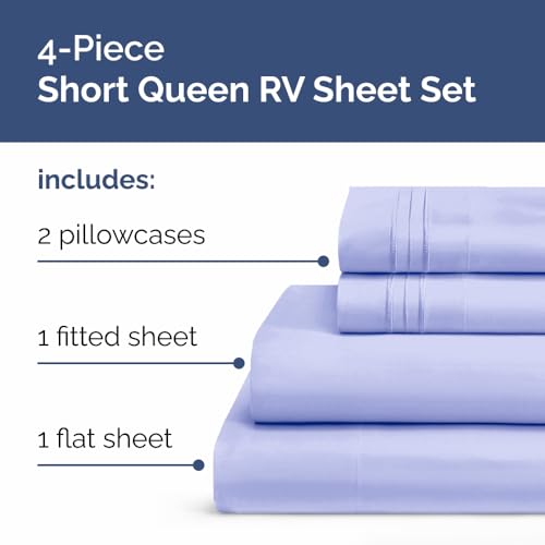 Short Queen Size 4 Piece Bed Sheet Set
