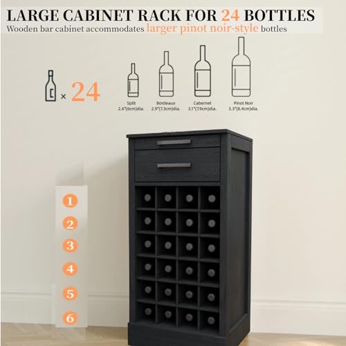 6 Tier Wine Rack Freestanding Floor with 2 Drawers