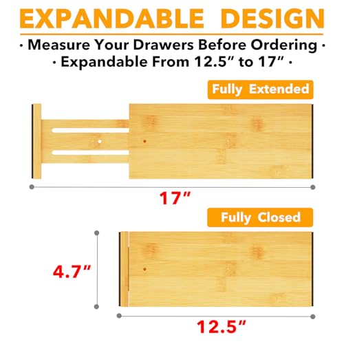 Bamboo Dresser Drawer Dividers 6 Pack (6 Count)