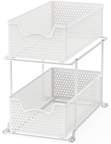 2 Tier Sliding Cabinet Basket Organizer Drawer
