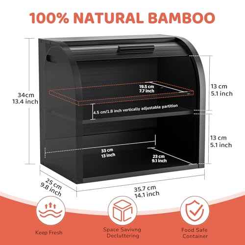 2 Tier Bamboo Bread Box for Kitchen Counter