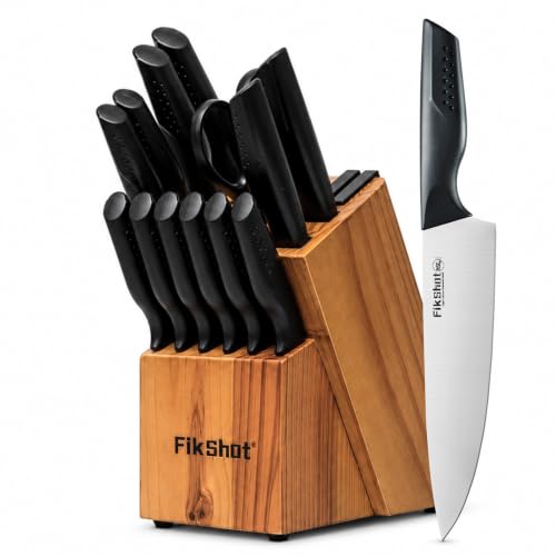 15 Piece Kitchen Knife Set with Block & Built