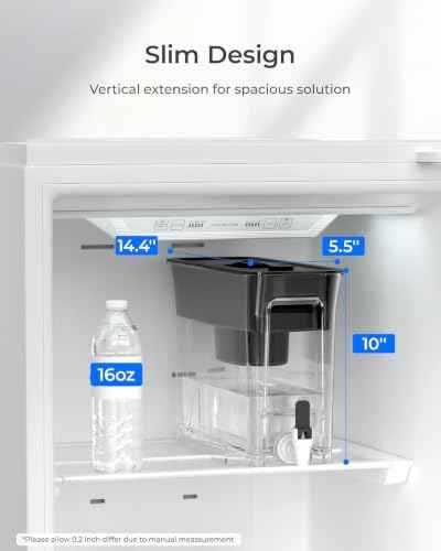 WFD-40L-L Water Filter Dispenser with 3 Filters, 35-Cup Large Capacity, 200-Gallon Long-Life, Faster Filtration, Reduces Chlorine, PFOA/PFOS and More, BPA Free, Black
