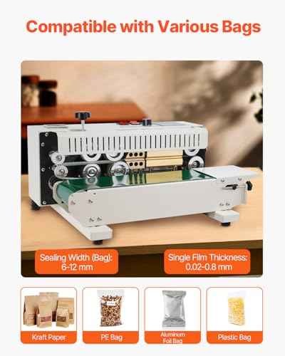 Continuous Bag Band Sealing Machine FR900K Band Sealer Machine with Digital Temperature Control Horizontal Bag Sealer for 0.02