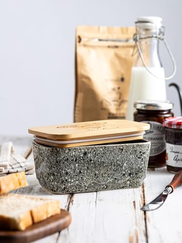 Ceramic Butter Dish with Lid for Countertop and Refrigerator