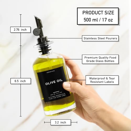 Clear Glass Olive Oil Dispenser Bottles For Kitchen (2 Count)