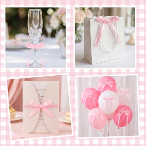 30 Pack Bow Cake Toppers Pink Ribbon Bows for Cake Back to School Decor (30 Count)