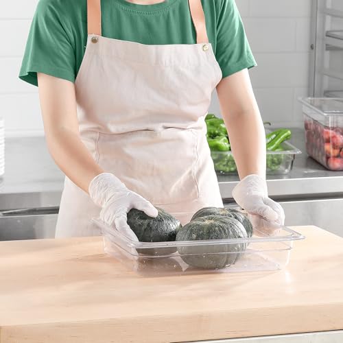 6 Pack Half Size Food Pan 2.5 Inch Deep Food Storage Container for Commercial Business Clear Stackable Polycarbonate Pans for Food Prep BPA Free Freezer (6 Count)