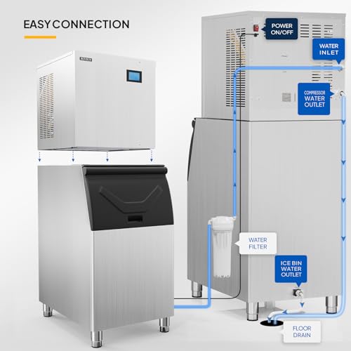 550LBS 24H Commercial Ice Maker Machine with 300LBS Storage Bin