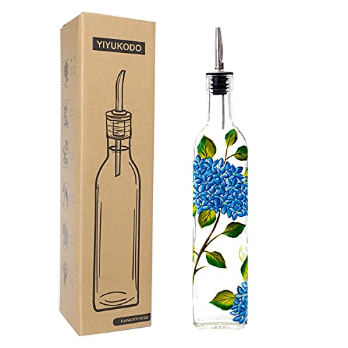 17oz Hand Painted Glass Olive Oil Bottle Dispenser