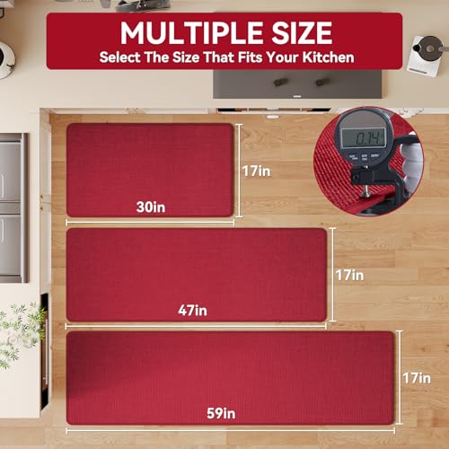 Kitchen Mat Kitchen Rugs Sets of 2 PCS Non Slip Red 17"x30"+17"x59"
