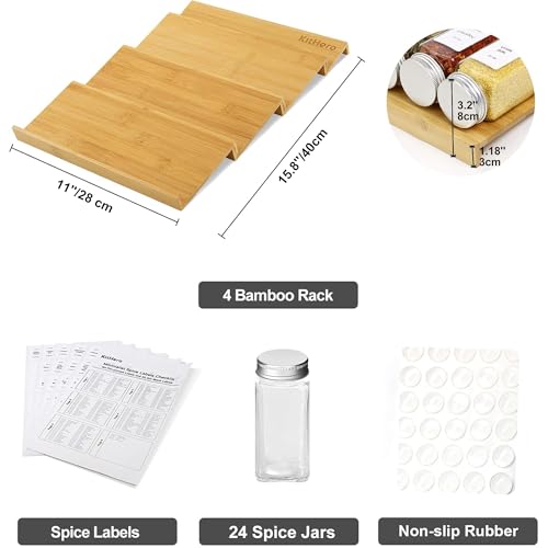Spice Drawer Organizer with 24 Spice Jars