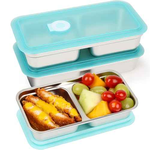 3 Pack Stainless Steel Snack Containers with Lids (3 Count)