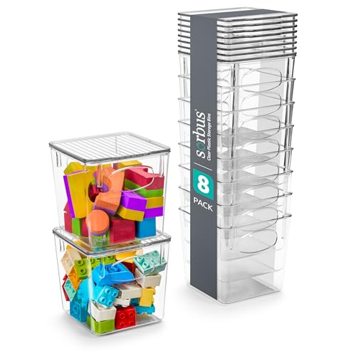Clear Toy Storage Bins with Lids (8 Count)