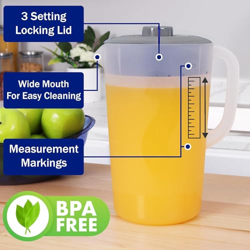 Water Pitcher with Lid 1 Gallon Pitcher BPA Free & Phthalate Free