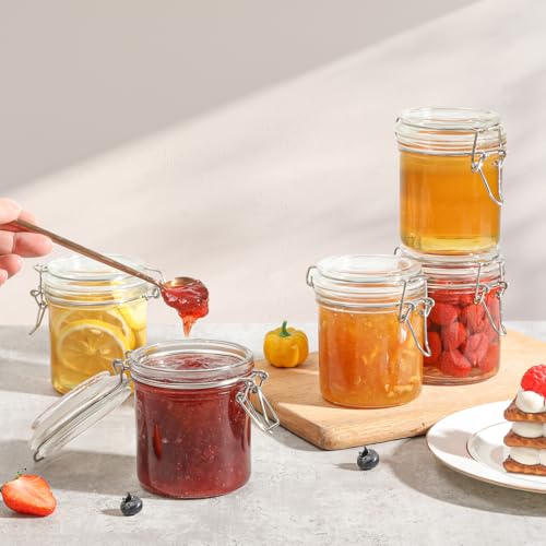 Small 8 oz Glass Jars with Airtight Lids 12 Pack Jam Pantry (12 Count)