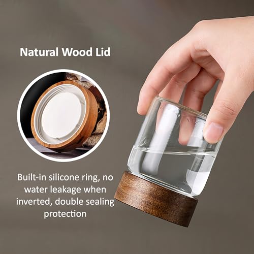 12 oz 350 ml Clear Glass Storage Canister with Airtight Wooden Lid