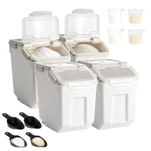 50 lb Large Food Grade Container for Rice Flour Sugar (4 Count)