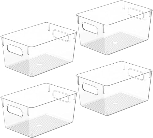 Clear Plastic Storage Bins (4 Count)