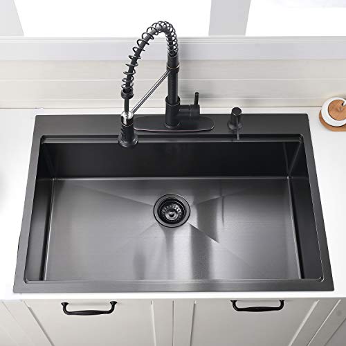30 Inch Black Drop in Kitchen Sink
