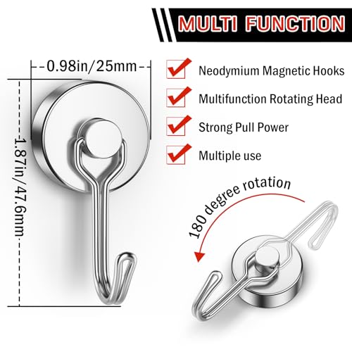10 Pack Magnetic Hooks for Cruise Cabins (10 Count)