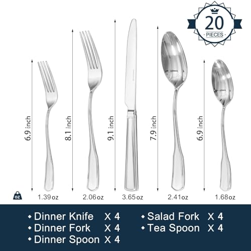 20 Piece Silverware Set for 4 (20 Count)