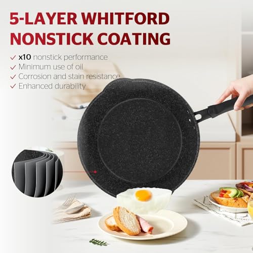 11 Inch Non Stick Deep Frying Pan with Double Pour Spouts