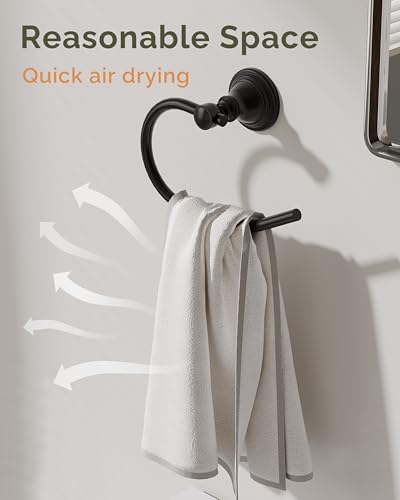 Black Towel Ring Wall Mounted for Bathroom