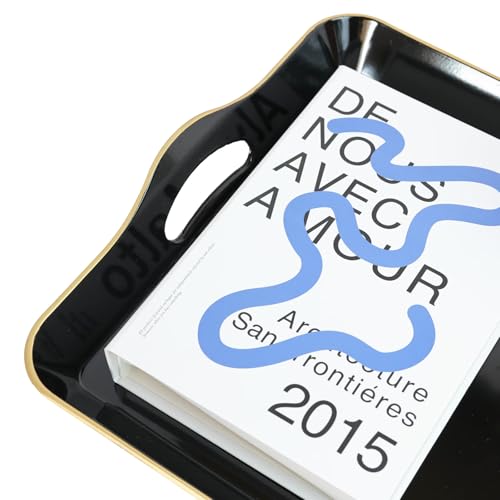 Large Black Serving Tray with Handles