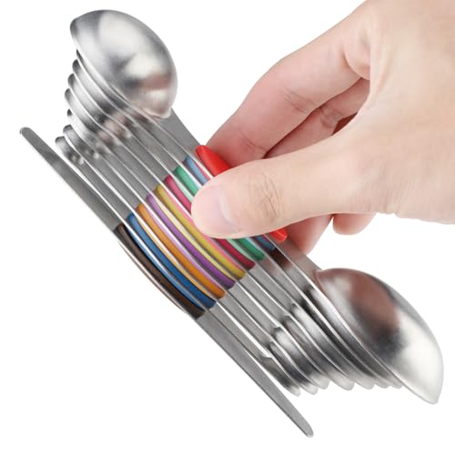 Magnetic Measuring Spoons Set of 9 Stainless Steel Dual Sided Tablespoon