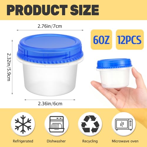 12 Pack Freezer Containers with Screw On Lids 6 Oz (12 Count)