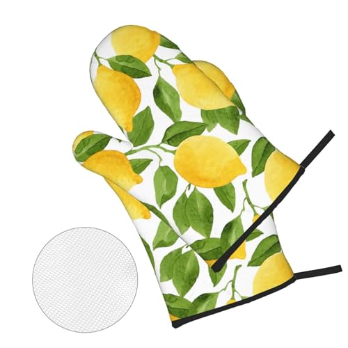 Bright Yellow Lemons Oven Mitts and Pot Holders Sets of 4